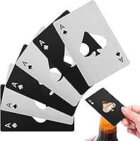 CNCBO 6PCS Ace of Spades Poker Card Bottle Openers - Stainless Steel Credit Card Size, 3 Black 3 Silver for Beer Lovers