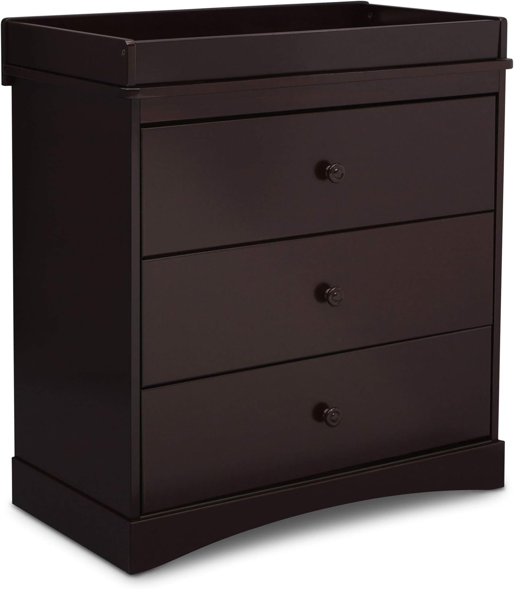 Delta Children Sutton 3 Drawer Dresser with Changing Top, Dark Chocolate