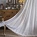 Sutuo Home, Tende bianche in stile bohémien all'uncinetto, 160 cm, in pizzo trasparente fatto a mano, con nappe lavorate a maglia, stile vintage, rustico, bohémien, per camera da letto, tasca per immagine