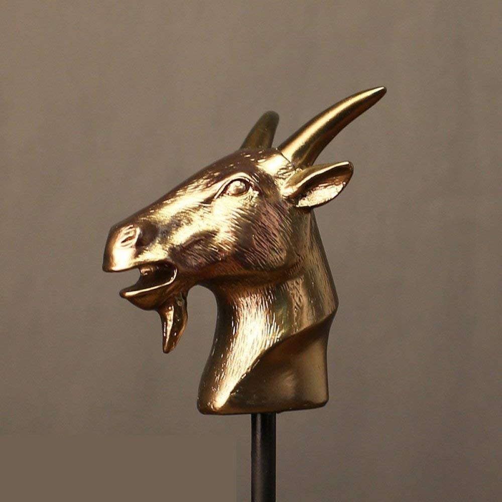 Statue tête de chèvre pour étagère salon et déco voiture chic