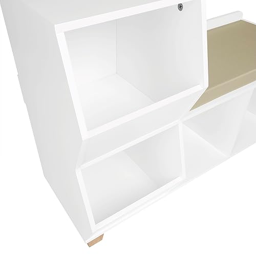 Miniatura 7 de RiverRidge Kids Catch-All - Banco de almacenamiento con varios compartimientos con 2 unidades, color blanco con 2 cubos de oliva