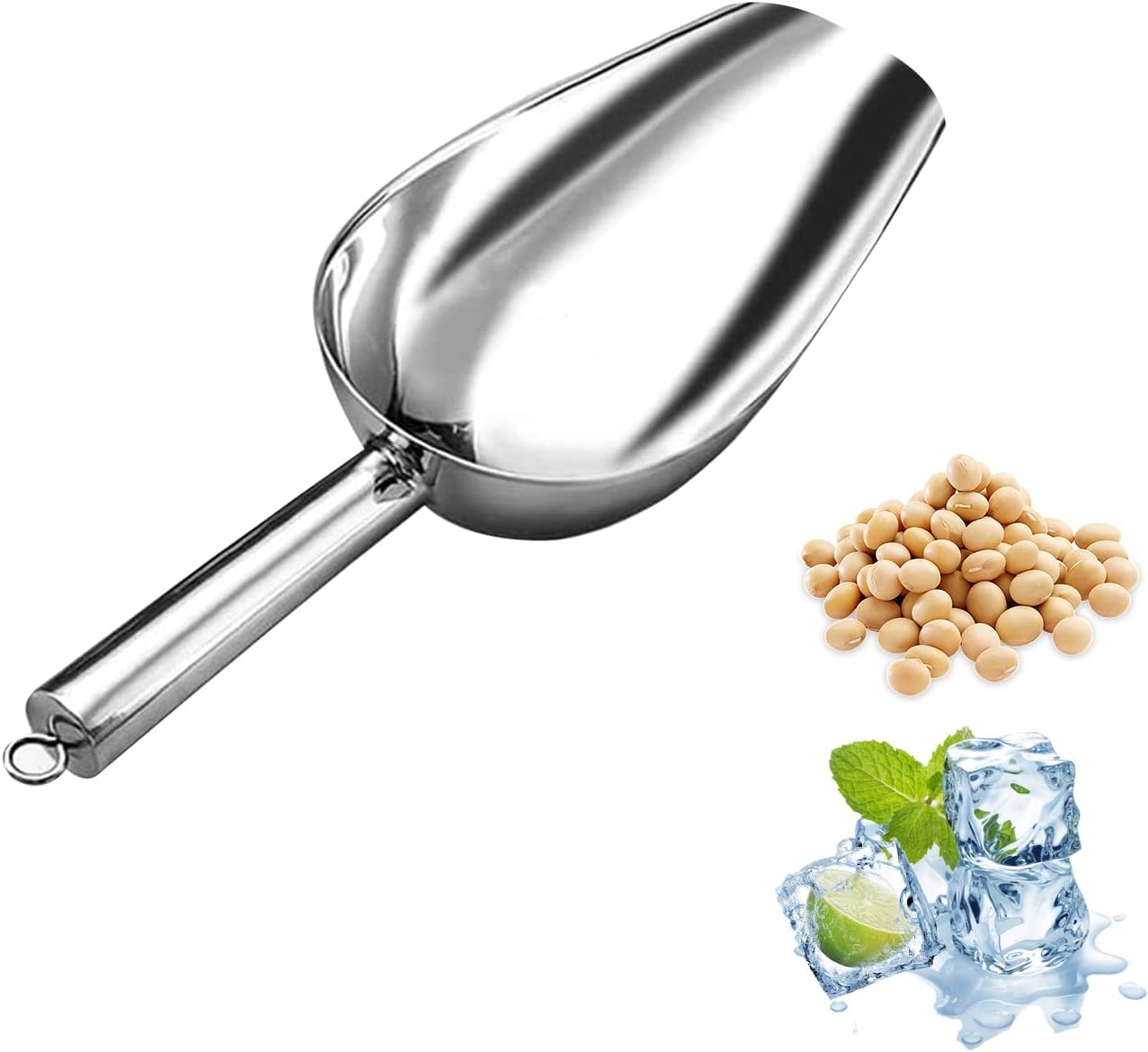 Meiyaa Ice Scoop, Stainless Steel Ice Shovel Coffee Bean Flour Scoop