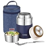 FEWOO En Acier Inoxydable Boîtes Alimentaires Isothermes, 720ml Lunch box, sans bpa,Isotherme repas chaud, Récipient alimentaire isotherme Avec sac (Blue)