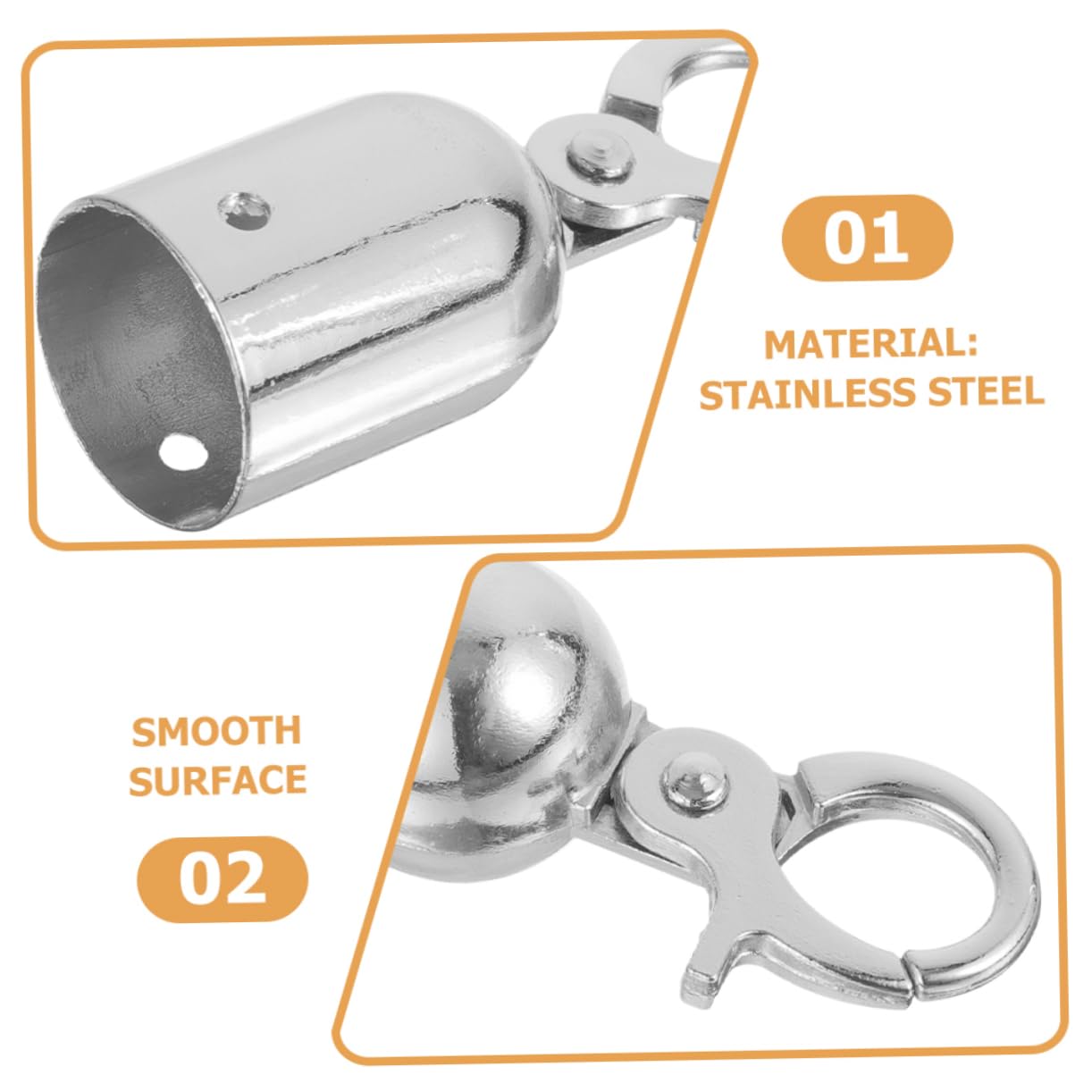 IWOWHERO 6 Pack Metal Rope End Stopper Hooks Cord Locks for Rope End Cap Sturdy Snap Hooks Swivel