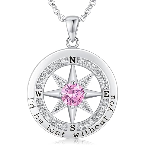 S925 Necklace Gift for Wife |Compass Jewelry |Women Anniversary |Sterling Silver |G...