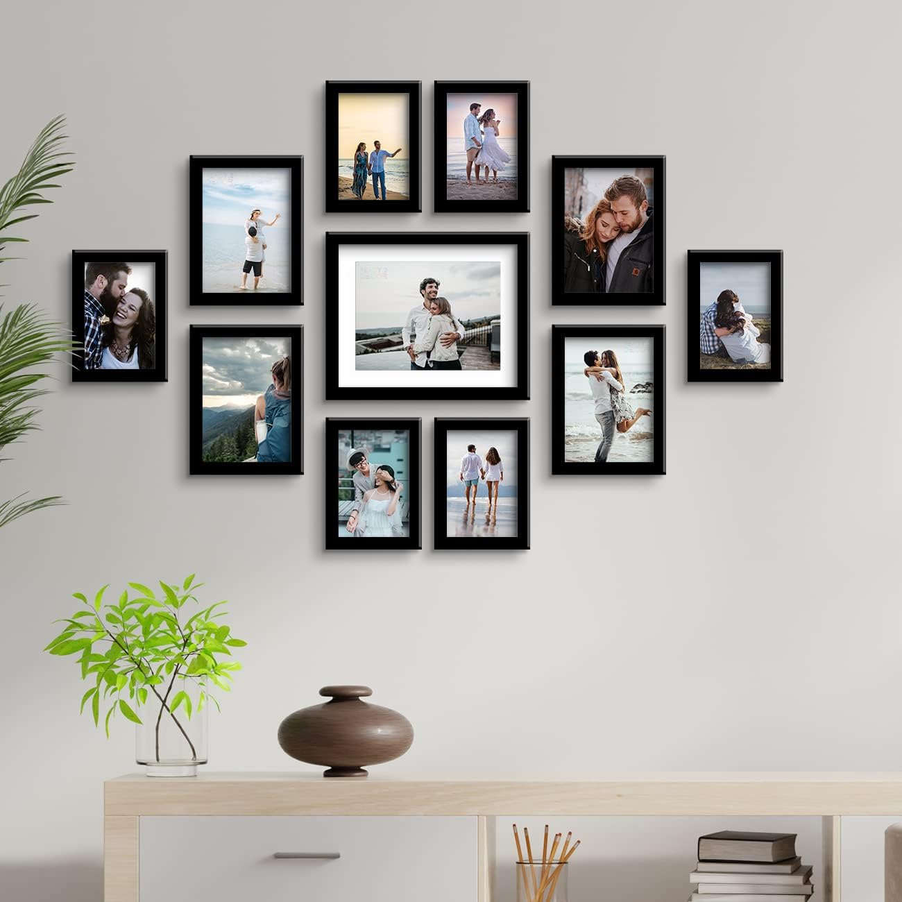 Stuthi Arts Photo Frame Set of 11 Picture Frames for Wall Hanging (8x10-1,5x7-4,4x6-6) | Photo Collage Wood Wall Mount Gift For Best Friend Boy & Girl | Customized Wall Hanging Photo Frame, | Picture Frame For Gift | (Black)