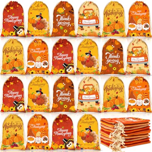 Sacs cadeaux de Thanksgiving en toile sachet friandises automne pochette anniversaire