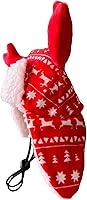 Vista 2 de Huxley & Kent Sombrero para Mascotas Asta Roja Fairisle (Mediano) Accesorio Festivo de Navidad para Perros/Gatos Sombrero Navideño