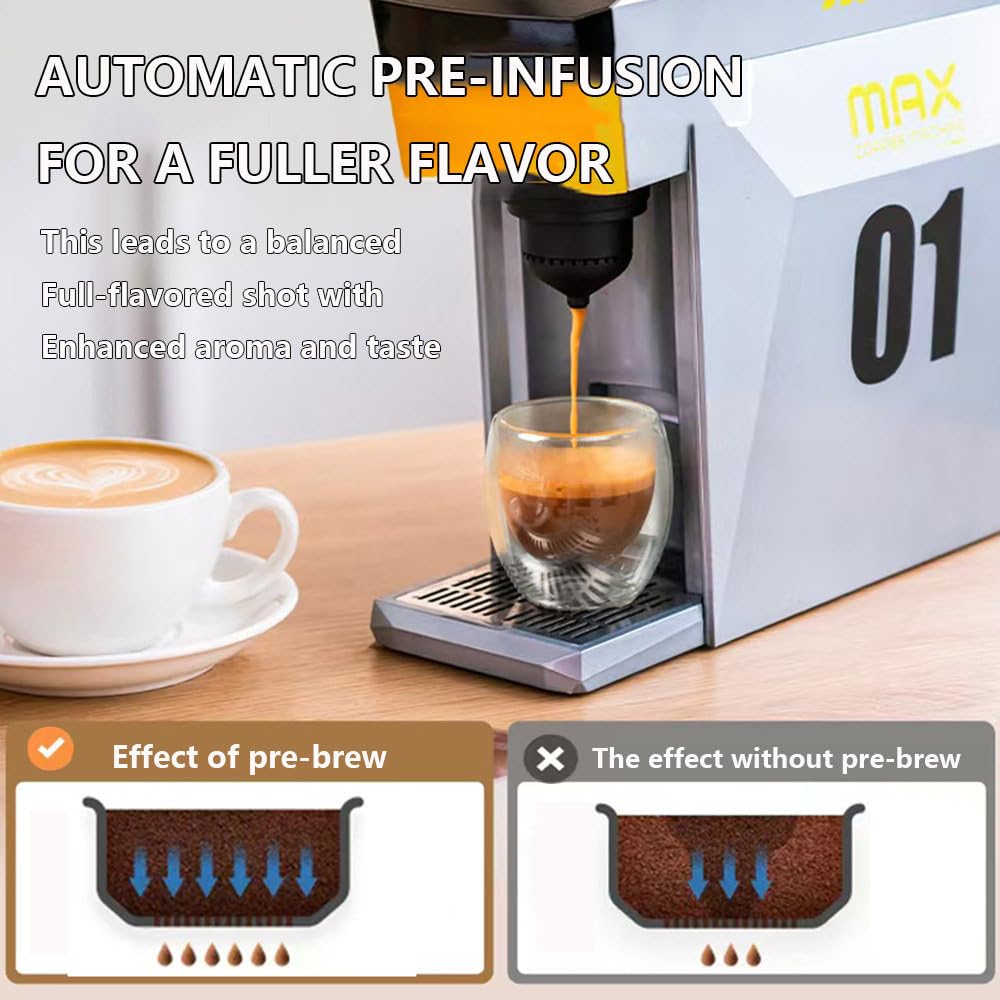 Macchina per caffè Espresso 19 Bar, Macchina per caffè Monodose, Macchina per caffè A Capsule con Serbatoio dell'Acqua da 800 Ml, Controllo Touch Intelligente, Uso Domestico E Ufficio Orange