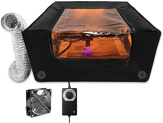 Laser Engraver Enclosure with Ventilation,Fan Vent with Controller and Duct,Laser Engraving Machine Protective Cover Tent,Isolates Smoke Odor, Fireproof, Dustproof, Eye Protection,650x650x330mm,Black