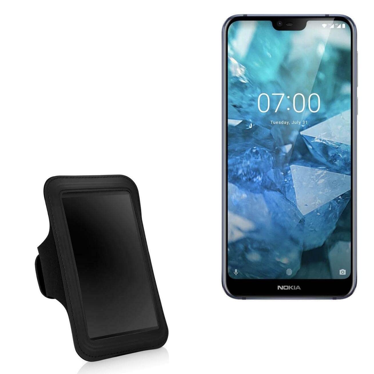BoxWave Case Compatible with Nokia 7.1 - Sports Armband, Adjustable Armband for Workout and Running for Nokia 7.1 - Jet Black