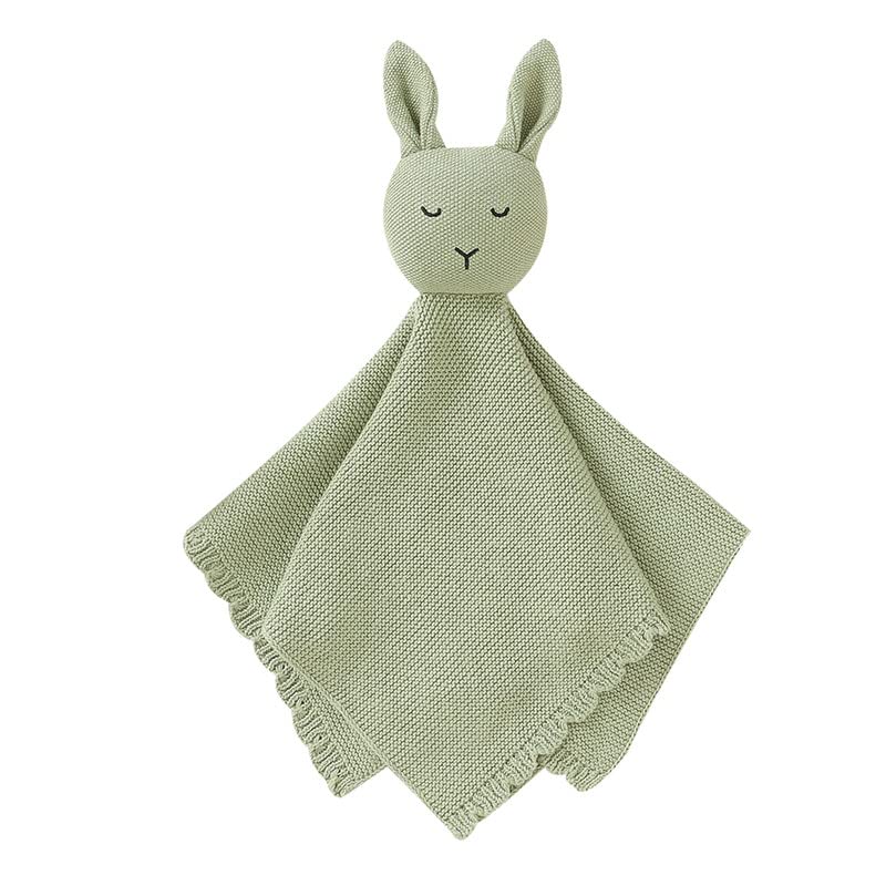 Image of LAWKUL Baby Lovey Cotton Babe Security Blanket Bunny Comforter Blankie Adorable Soft Babies Lovies for Newborn Boy Girl Green
