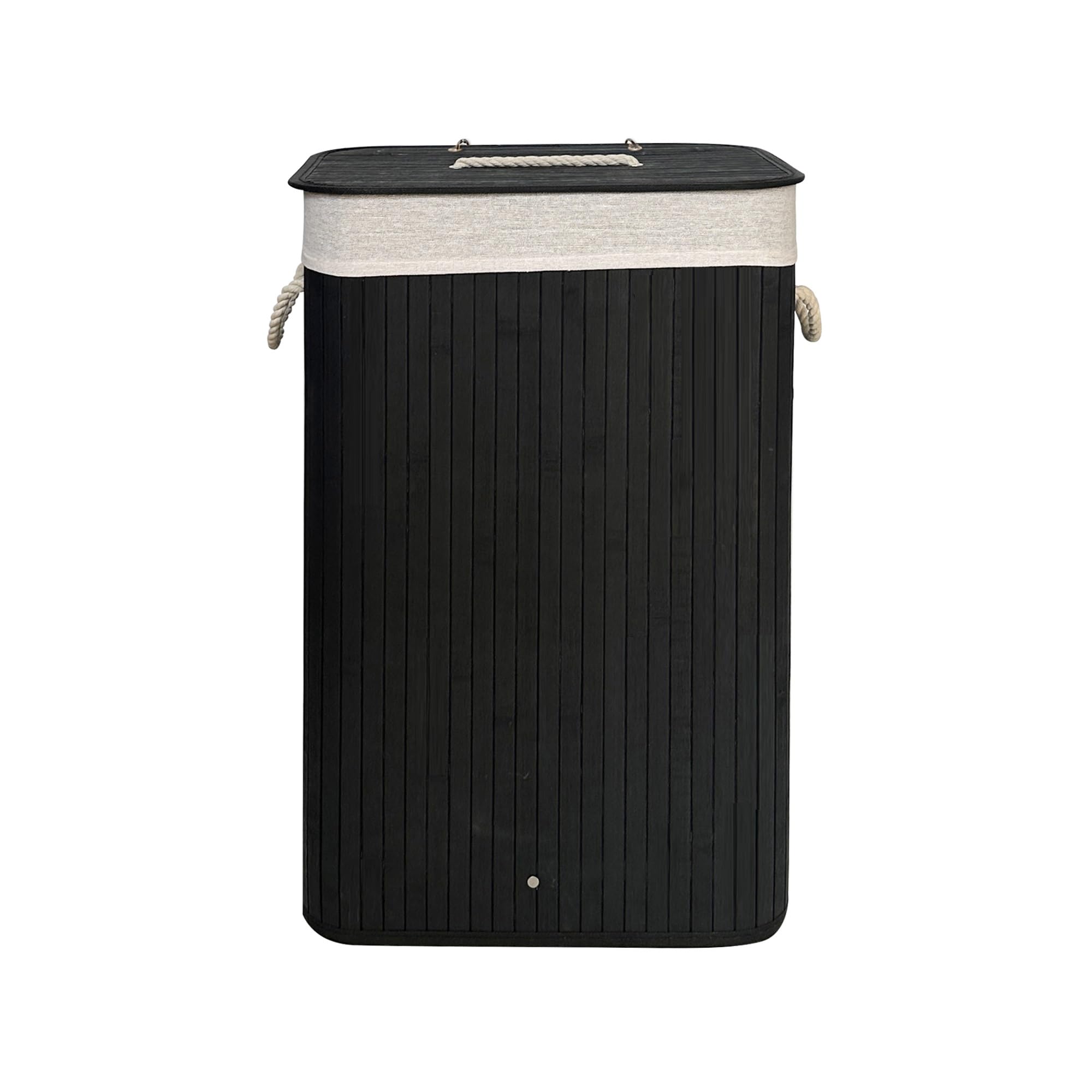 21Bamboo Élégant panier à linge en bambou de 72 l avec couvercle, solide et pliable, sac à linge amovible, pour salle de bain, chambre à coucher ou chambre d'enfant, aspect naturel (200, noir) - 5