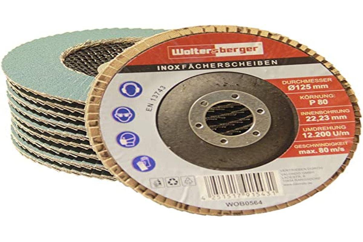 Disques à Lamelles Woltersberger Lot De 10 - Grain 40, Diamètre 125 Mm - Pour Métal, Acier Inox, Bois
