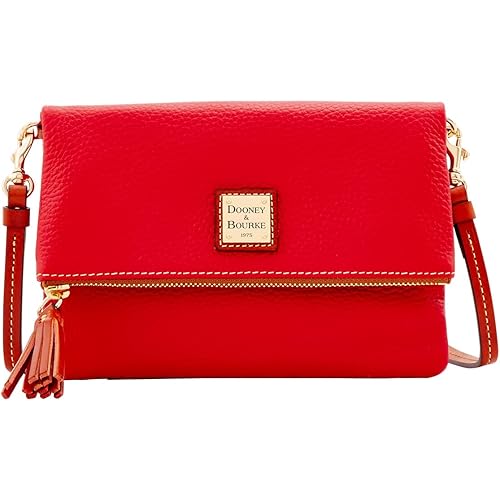 Dooney & Bourke Women's Foldover Zip Crossbody in Pebble Grain Leather, Small Sized Handbag with Adjustable Shoulder Strap