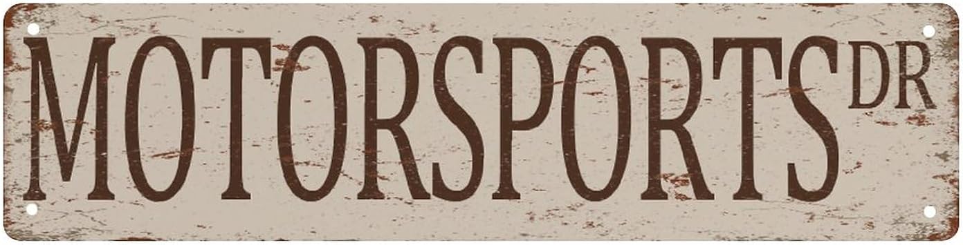 Vintage Street Sign Motorsports Dr Rustic Metal Tin Sign Home Outdoor Art Wall Decor 4X16 Inch