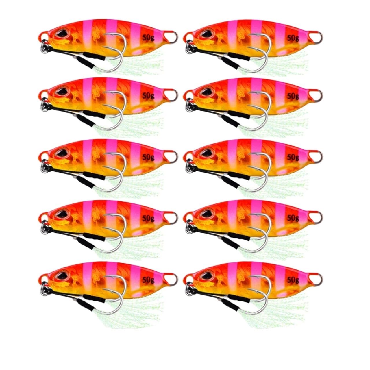 INEOUT 10 Unids/Set Metal Jig Cuchara Señuelo Cebo Artificial Shore Lento Jigging Aparejos De Pesca De Lubina 10g 15g 20g 30g 40g 50g