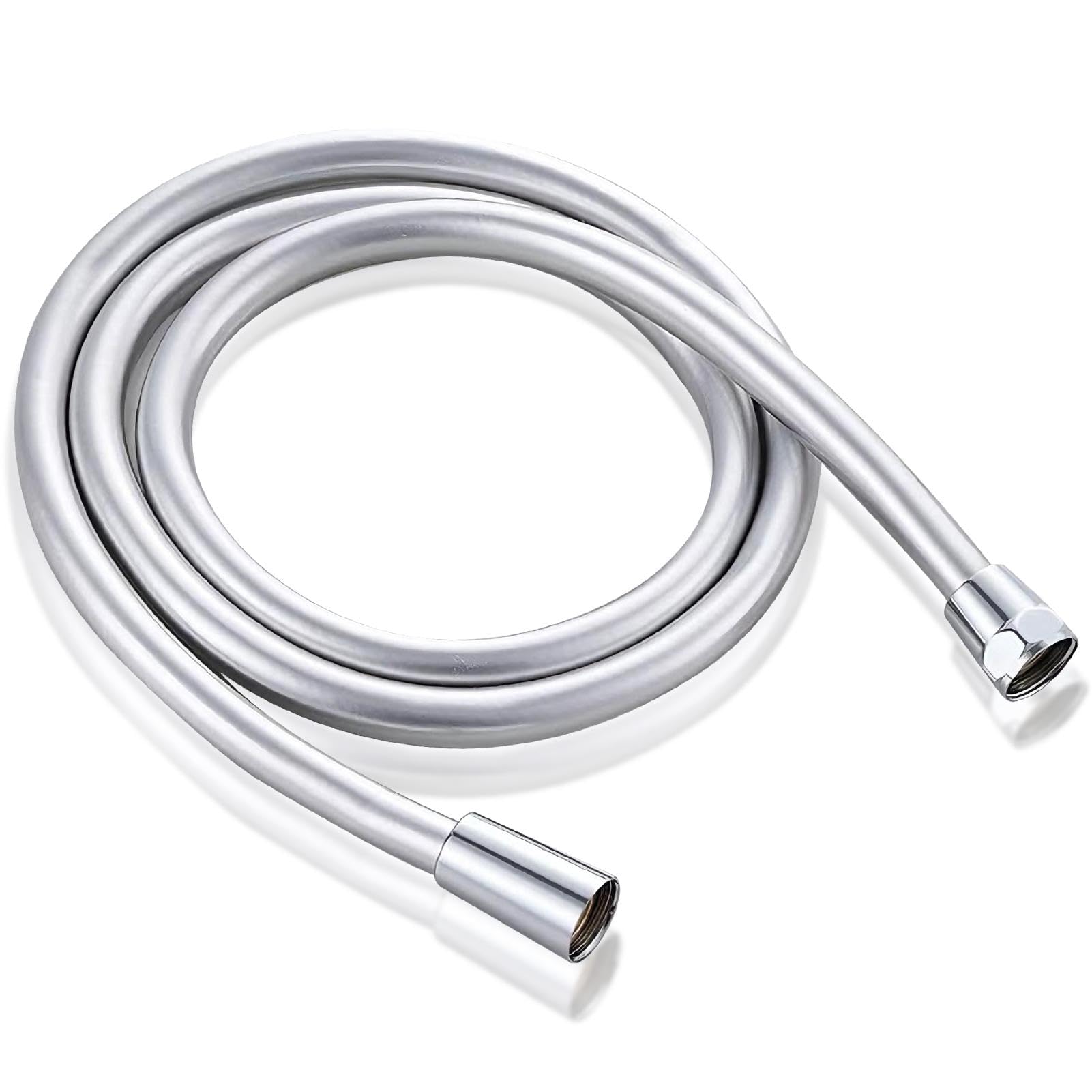 Shower Hose 2m, Smooth PVC Shower Hose, Anti-Kink & Leakproof & Flexible, Universal G1/2" Fit, Durable Replacement Hose for Handheld Showers Bathtub - Silver
