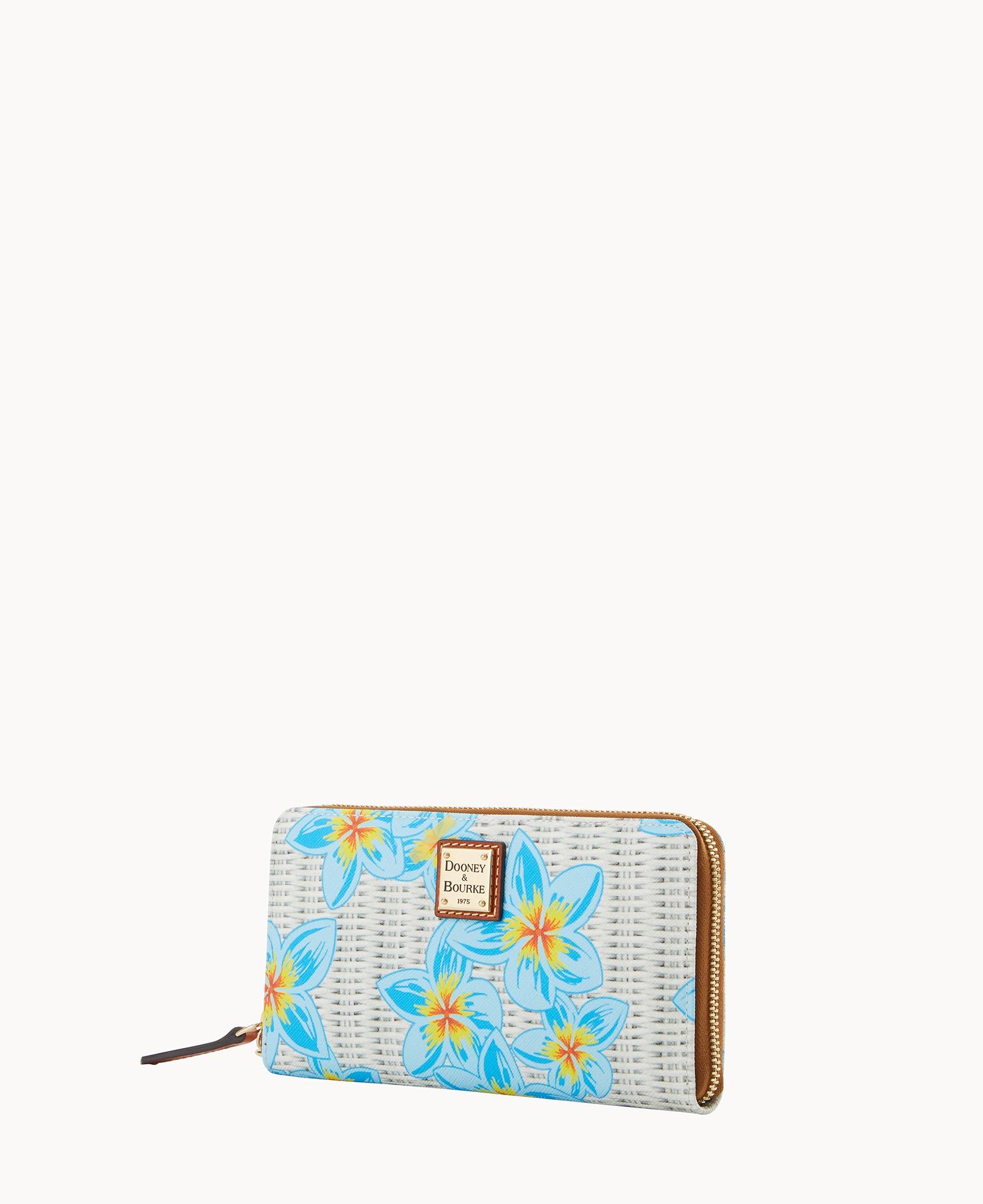 Dooney & Bourke Handbag, Plumeria Large Zip Around Wristlet - Blue