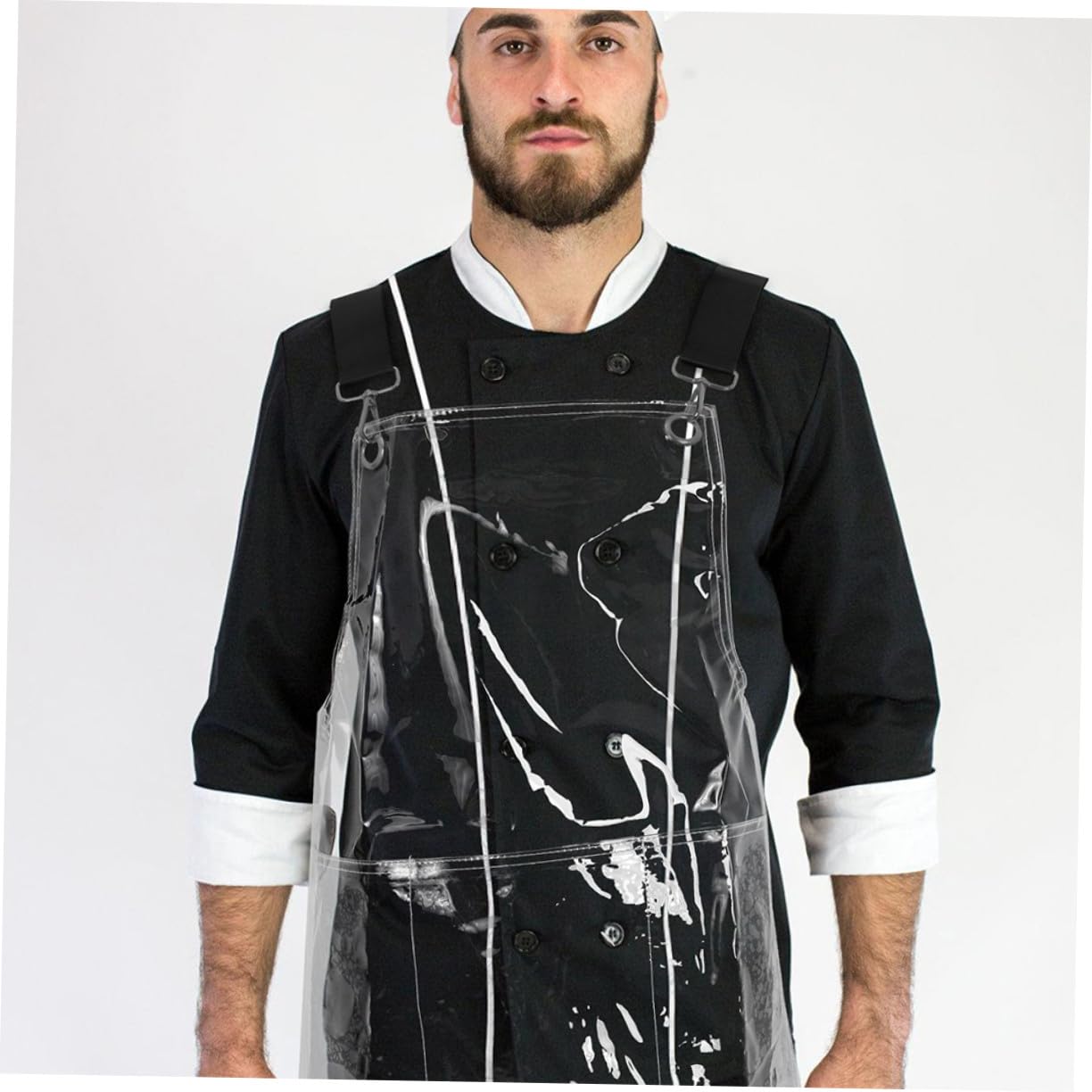 Mikikit Grembiule Trasparente per Parrucchieri da Salone con Tasche Design Ampio in Tpu e Cinturino Collo Regolabile per Uso Domestico e Professionale