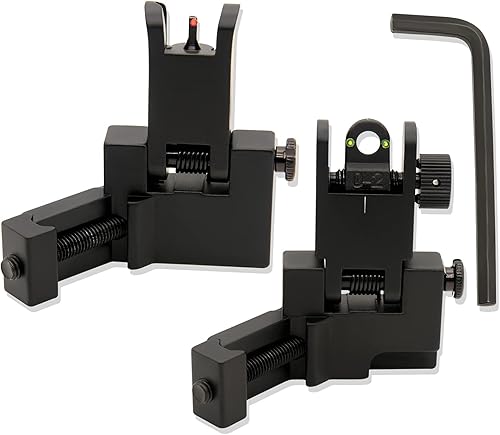 Miras de hierro abatibles de 45 grados, de transición rápida, fibra óptica, mira de hierro de bajo perfil frontal y trasero, con puntos rojos y