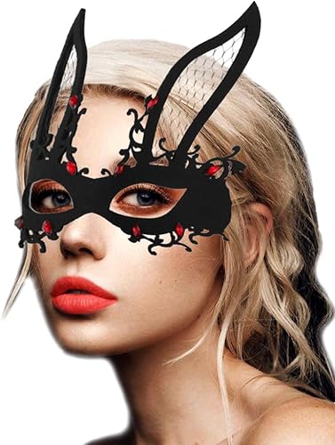 Miniatura 6 de CanB Máscara de Halloween para mascarada, disfraz de cosplay, máscara de araña Mardi Gras, máscara facial negra para mujeres y niñas