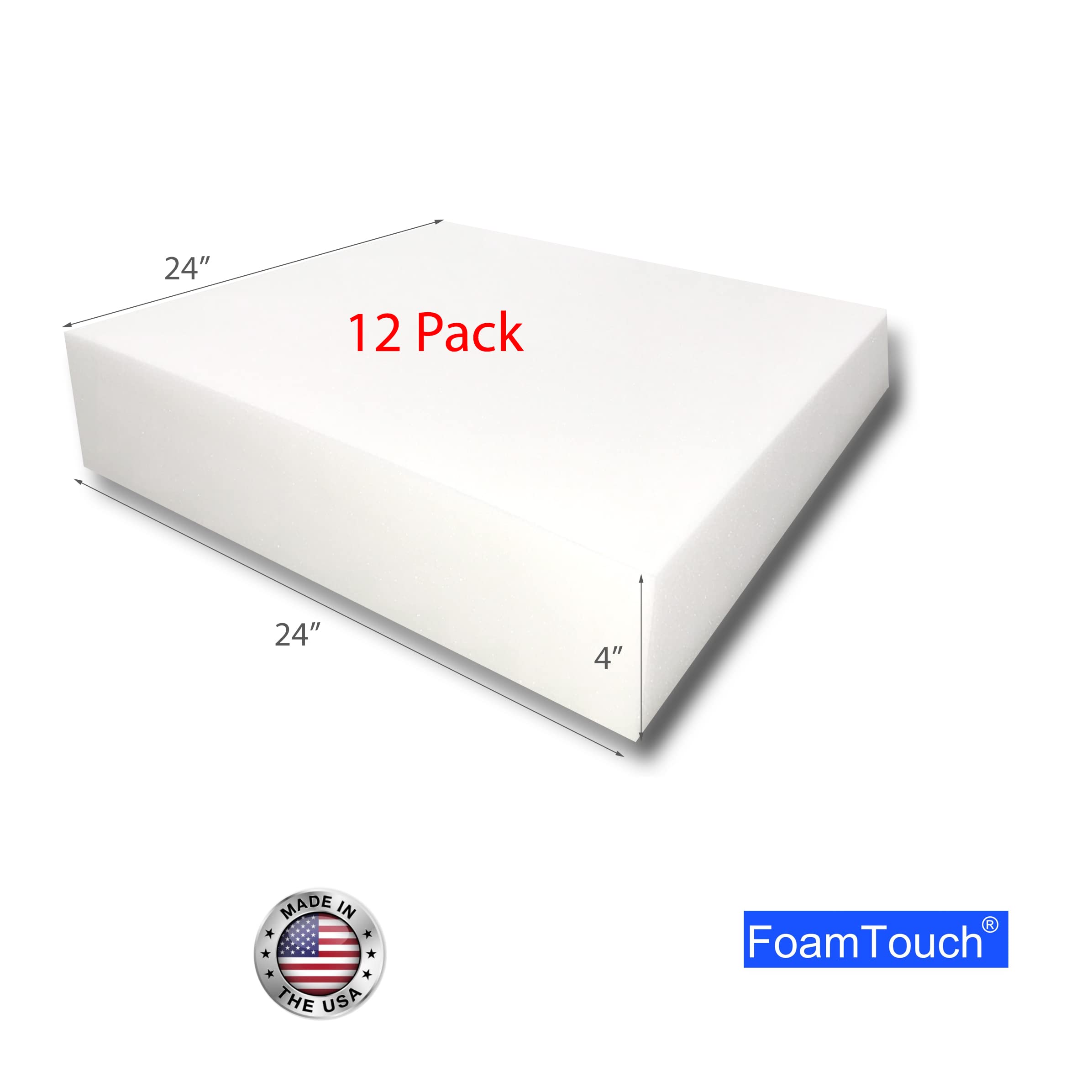 FoamTouch High Density Upholstery Foam - 3x12x16 Inches, Made In USA