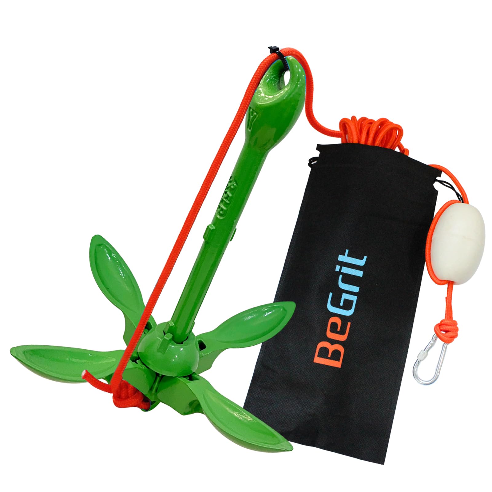 BeGrit Verzinkt Anker Gusseisen Faltanker 1,5KG Ankerset Blau mit Ø 6mm 10 Meter Ankerleine Für Boot SUP Paddle