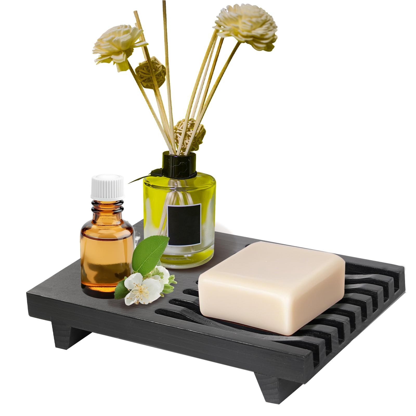 Small Wooden Soap Holder -for Bathroom Countertops, Soap Box for Sinks, Vanities and Kitchen Decor, Farmhouse Style Base, Wooden Bathroom Tray for