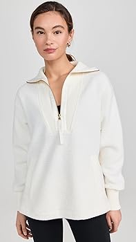 Varley Women's Wallace Half Zip Fleece, Egret, Off White, XS