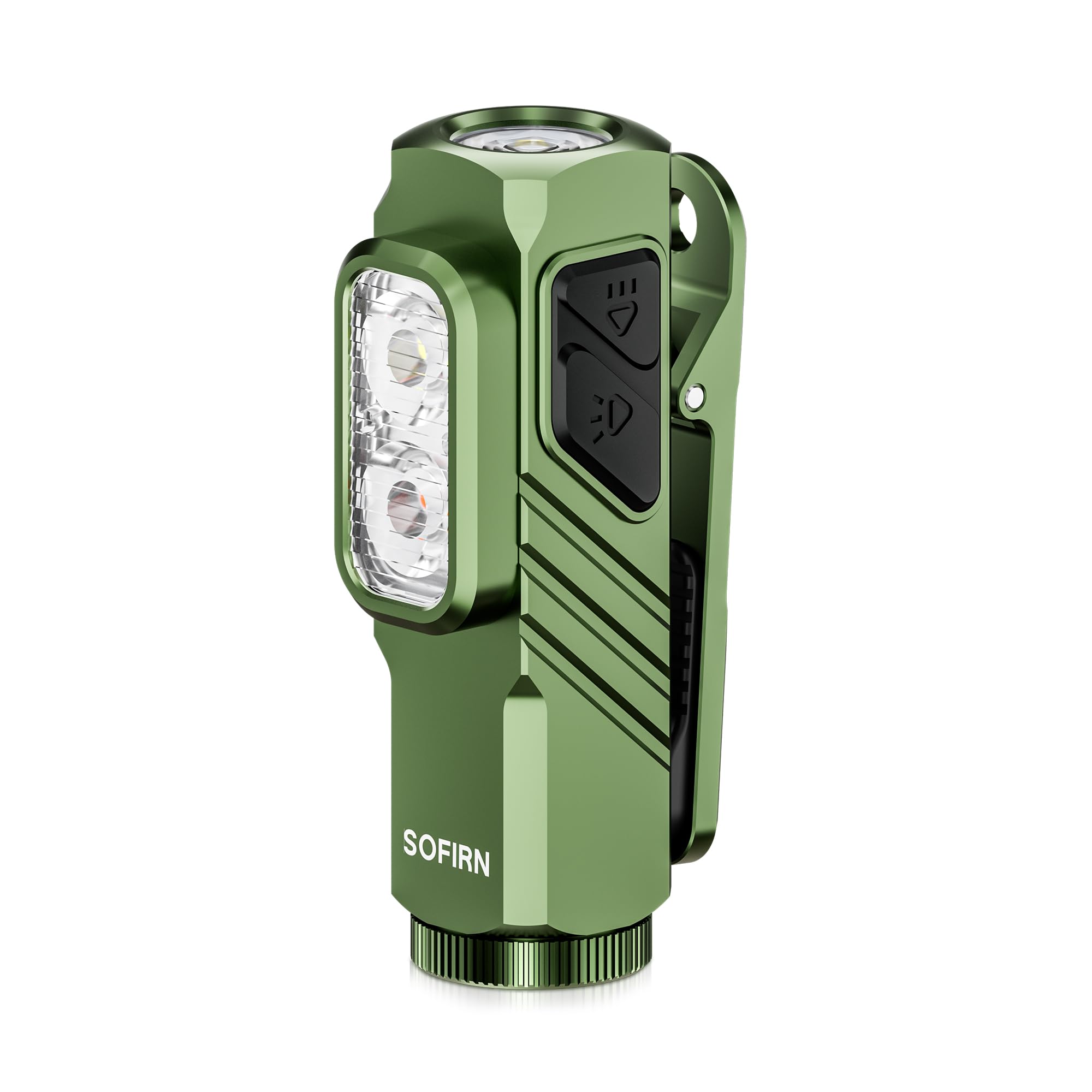 Sofirn ST10 Mini Torch LED Rechargeable, 1000LM Spot / 500LM Flood / 660NM Red Light, Double Maglite, Type-C, Clip, IPX6 Waterproof, Small Torches for Home, Walking, Emergencies (Green)