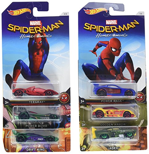 2017 Hot Wheels ~ Marvel Spider-Man Homecoming Walmart Exclusive Set of 6