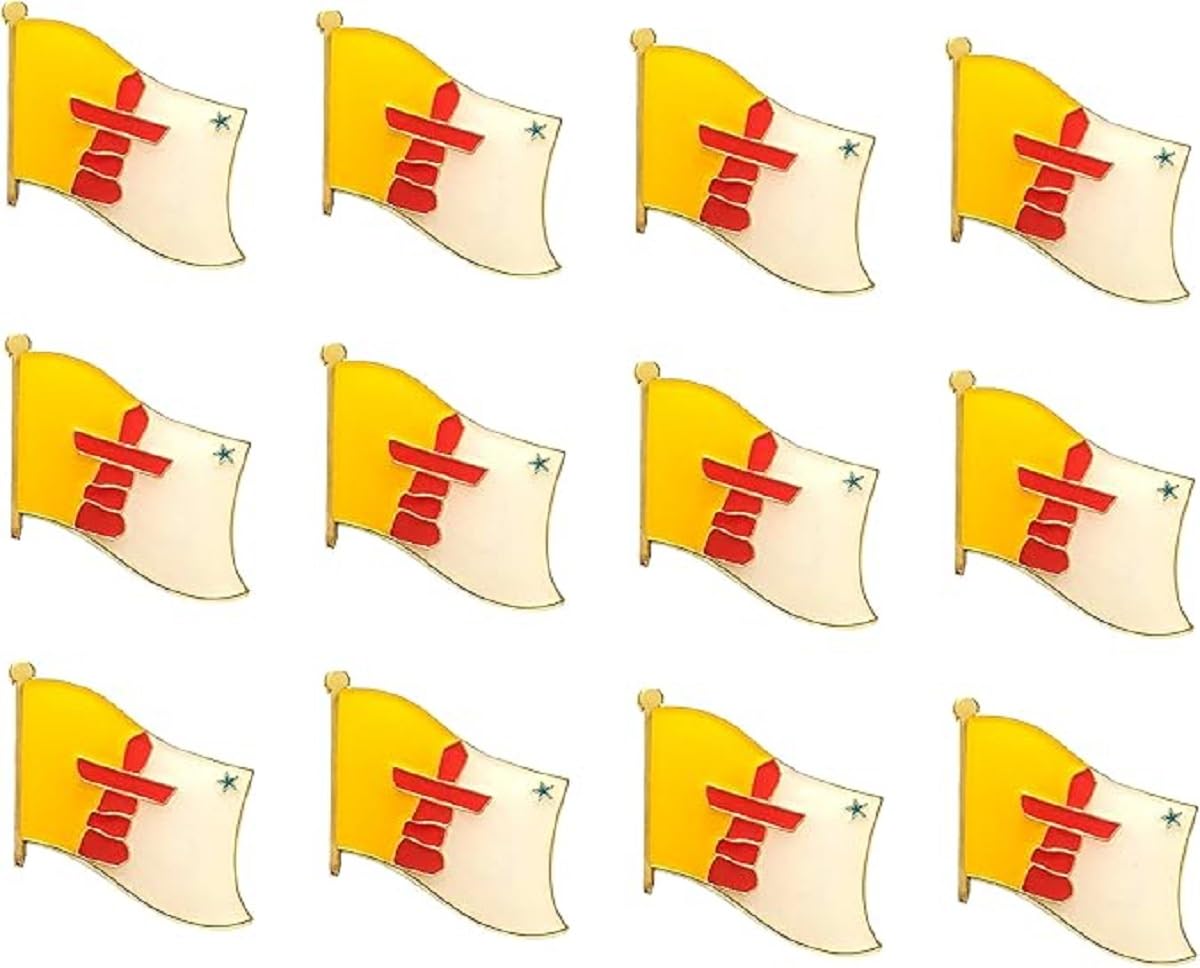 Pack of 12 Nunavut Flag Lapel Pins, Enamel Tie & Hat Pin Badges for all Canadian Provinces, 12 Flag Lapel Pins, Metal, no gemstone-image-3