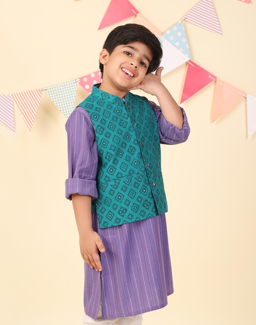 Fabindia Teal Cotton Hand Block Printed Jacket 1