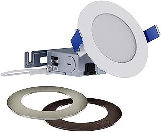 HALO 4 inch LED Recessed Lights Canless Ultra Slim Wet Location Dimmable with Selectable Lumens and Color Temperature 2700K-5000K for Ceiling Soffit Shower Indoor Outdoor 2 Trims HLB4LSFS5-2TR