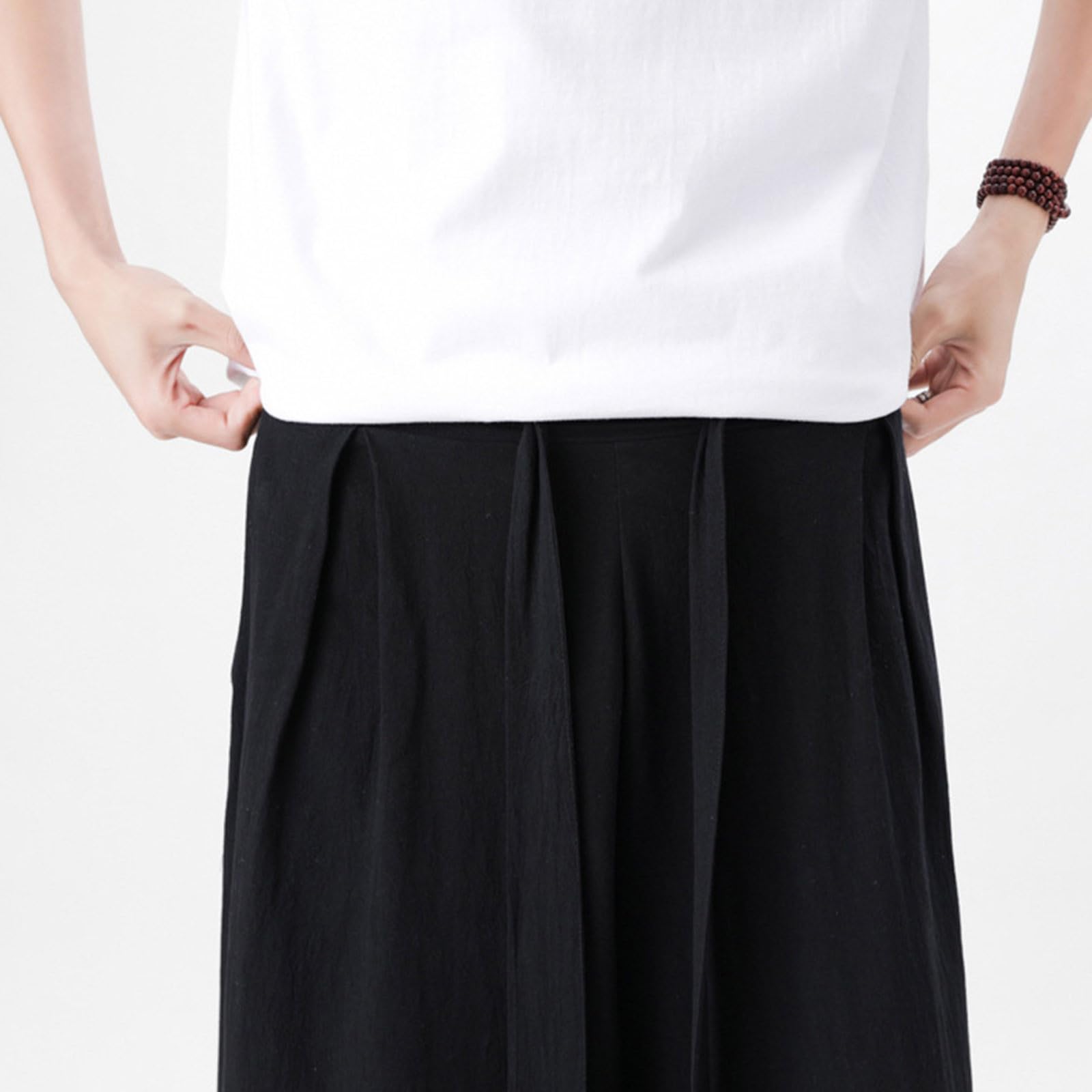 Herren Hose mit Weitem Bein Japanische Yogahose Hip Hop Baggy Haremshose Japanisch Einfarbige Freizeithose Einfarbig Samurai Haremshose Einfarbig Baggy Jogginghose Streetwear