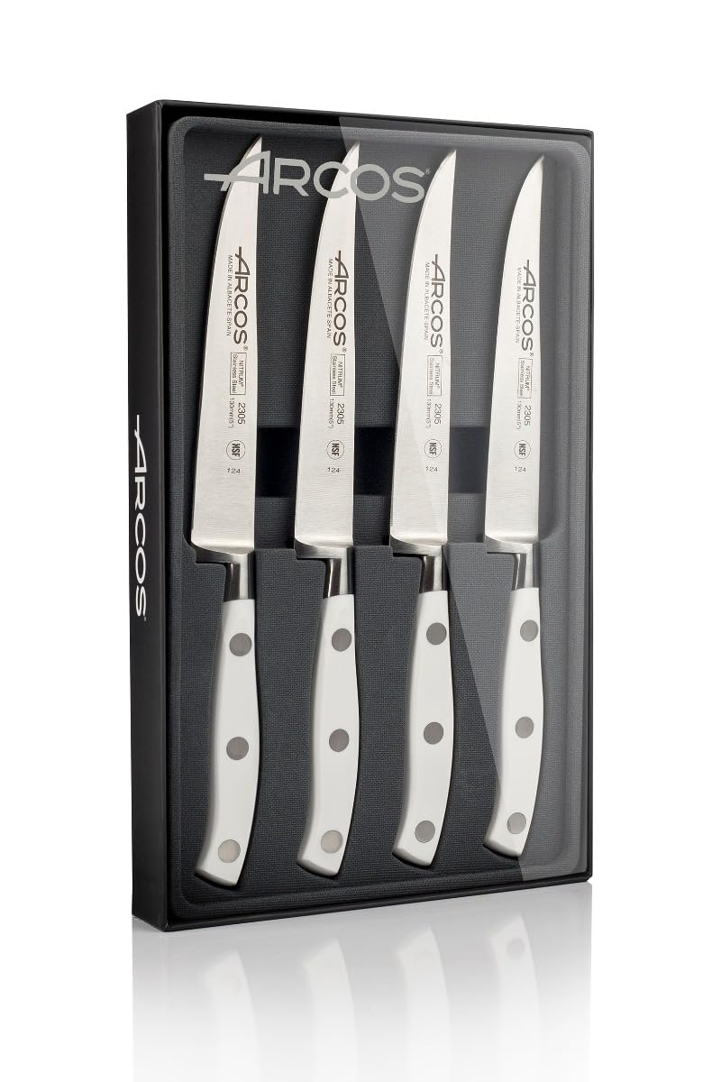Arcos Cuchillo Cocina Forjado en Acero Inoxidable y Hoja de 200mm. Cuchillo Chef Profesional para Cortar Pescado, Carne y Cebolla. Mango Ergonómico Polioximetileno. Serie Riviera. Color Negro. — view 29