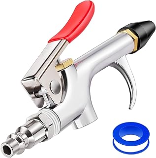 4pcs Air Blow Gun Kit, 2-Way Connection, 1/4 IN NPT Standard Quick Plug | All Metal Made, Internal Pressurization Structure, Rubber Tip, Anti-leakage Teflon Tape, Air Nozzle Kit for Dust Cleaning