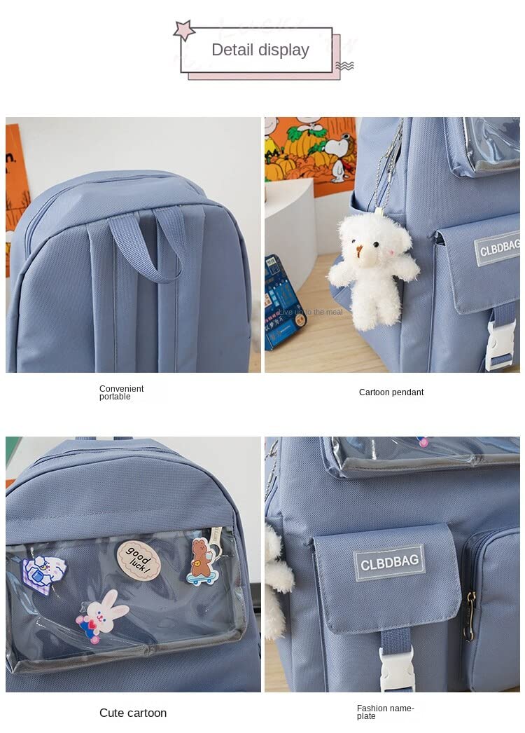 Set di 4 borse per la scuola Kawaii con astuccio per matite pendente, astuccio per matite per ragazze adolescenti zaino scolastico, Viola