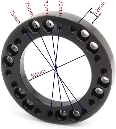 Miniatura 5 de Kyostar Adaptador espaciador de volante de 0.472 in, 12 pulgadas, liberación rápida del volante OMP a NARDI (negro)
