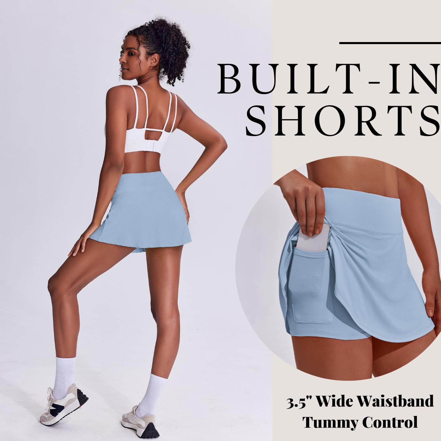 PINSPARK Tennis Skirts for Women Pleated Athletic Skort Lightweight Golf Skirts with Shorts Pocket Workout Pickleball - Image 4