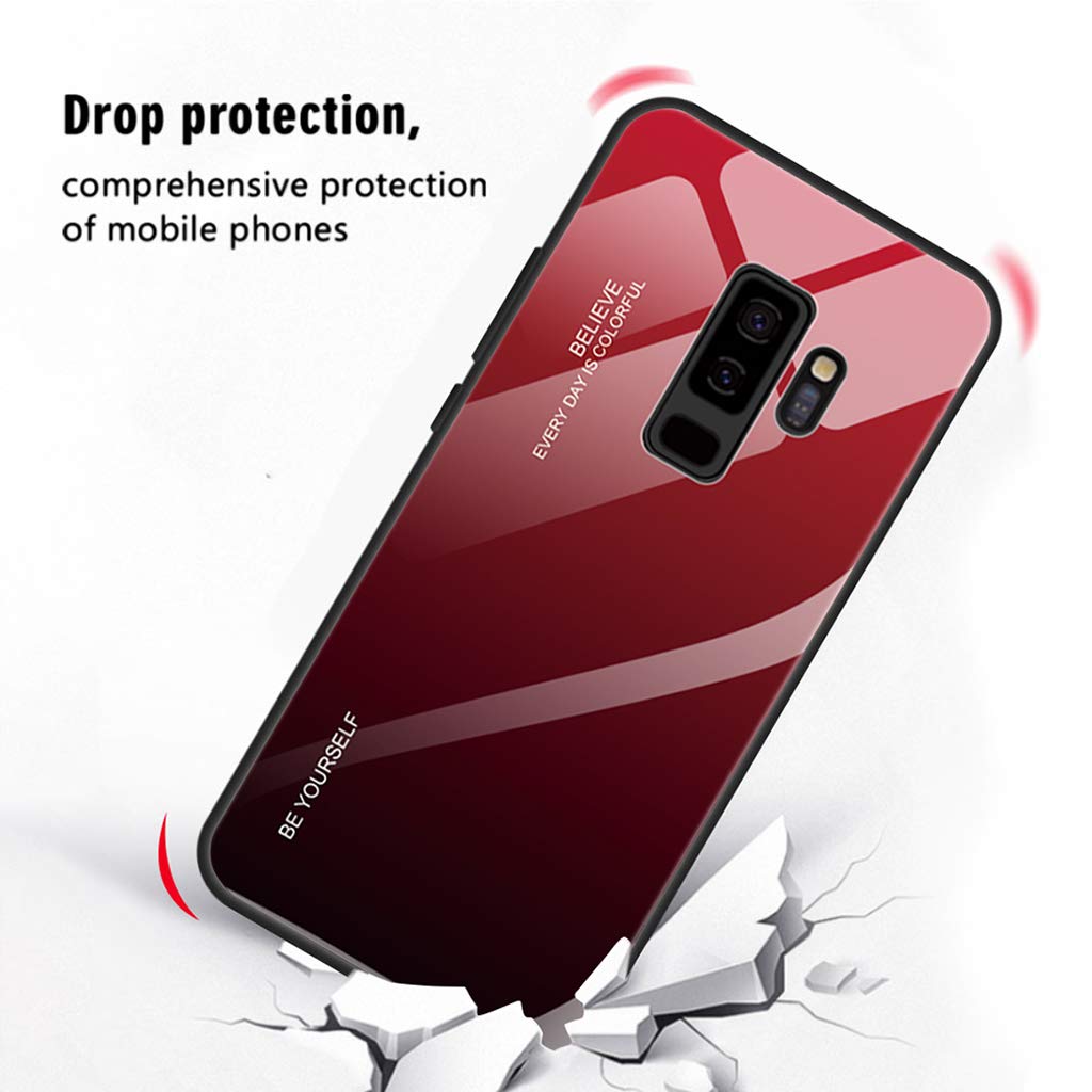 Cover Gradient 9H Per Galaxy S9 Plus: Retro In Vetro Temperato Viola Con Cornice TPU Morbida