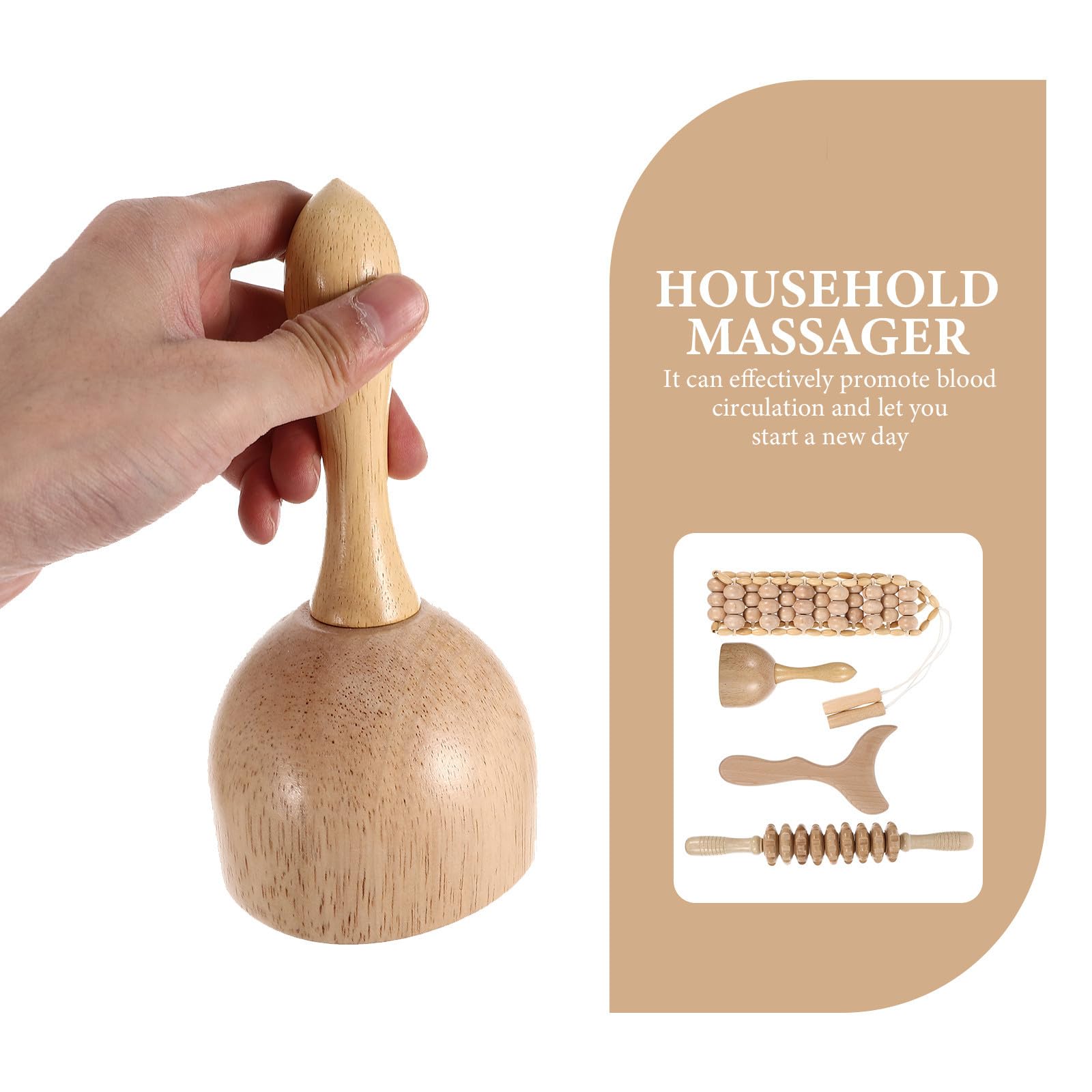 HEMOTON Masajeador Raspador de Madera, Palo de Masaje Corporal, Kit, Simple y Ligero, para Uso Doméstico, Ayuda a Circulación Sanguínea