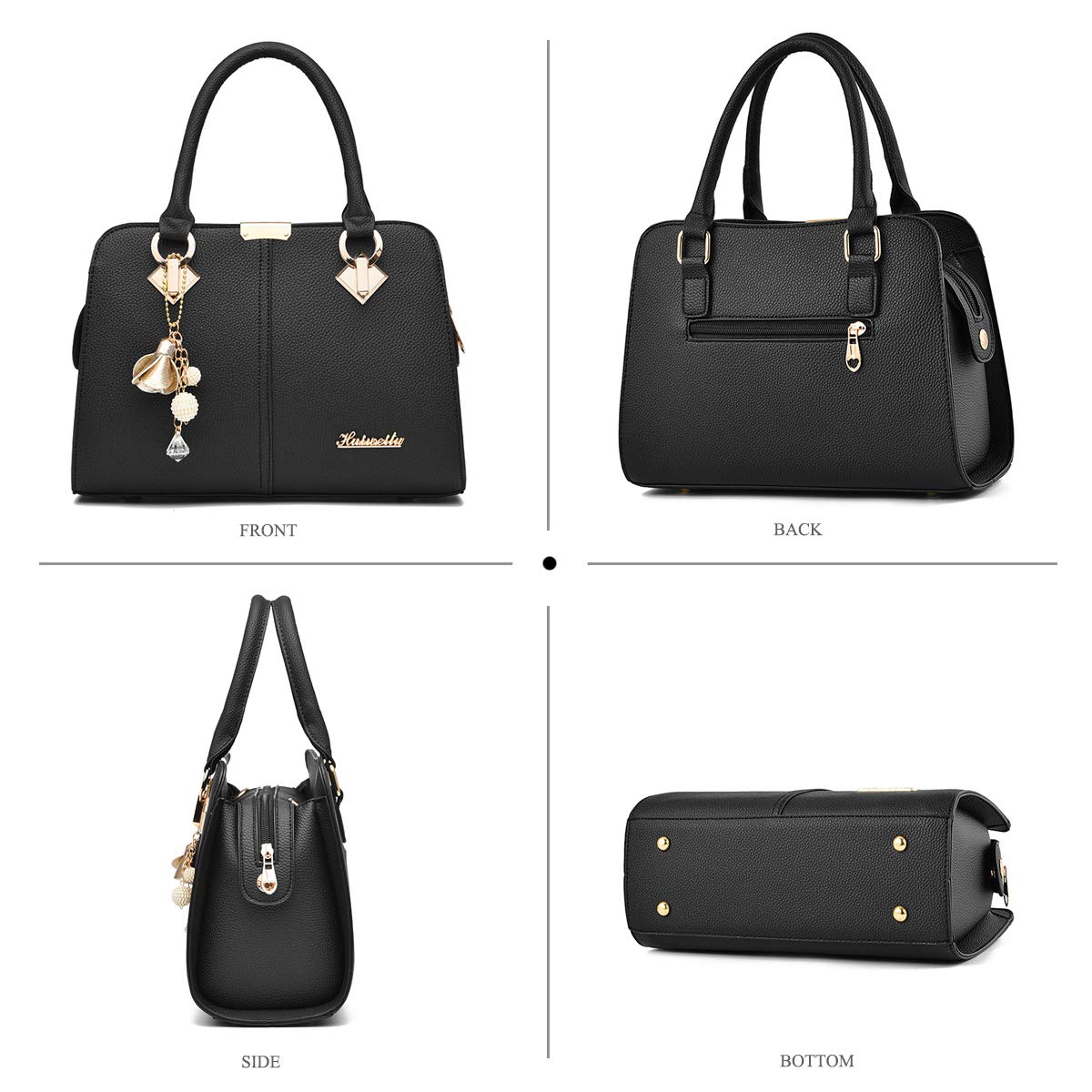 NICOLE&DORIS - Bolsos de mano para mujer, con asa superior, bolso cruzado para mujer, piel sintética, borlas de metal de cristal