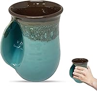 Vista 44 de Clay in Motion - Taza calentadora de manos para diestros, diseño Ocean Tide
