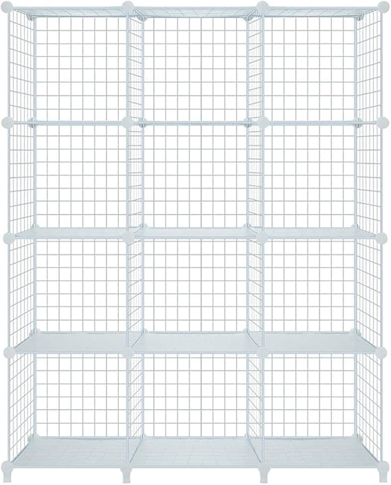 12 Cube Metal Wire Storage Grid Book shelf Closet Organizer DIY Modular Shelving Units