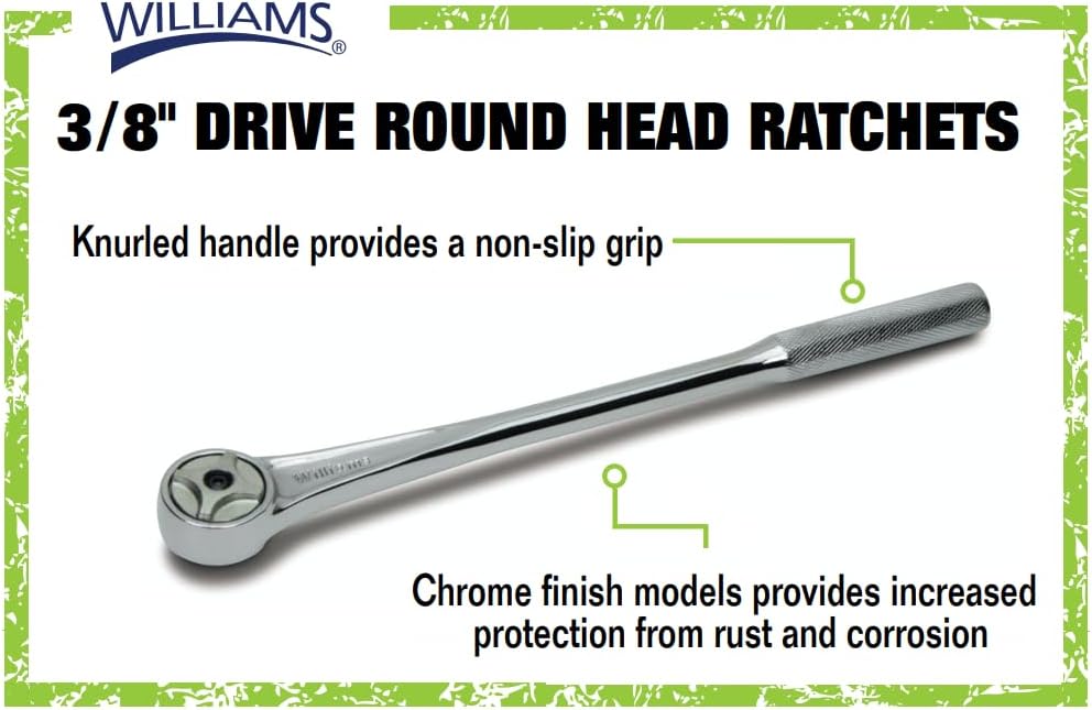 Williams B-53A 3/8-Inch Drive Long Round Head Ratchet, 10 1/2 Inch