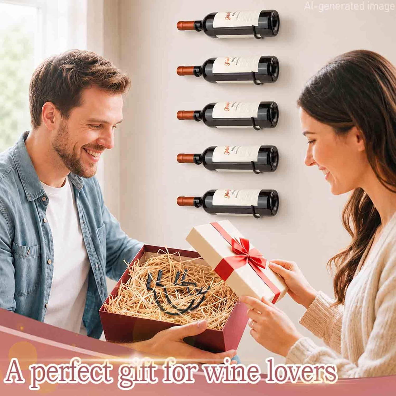 AQAREA Wine Rack Wall Mounted: 6Pcs for Wine Storage and Display