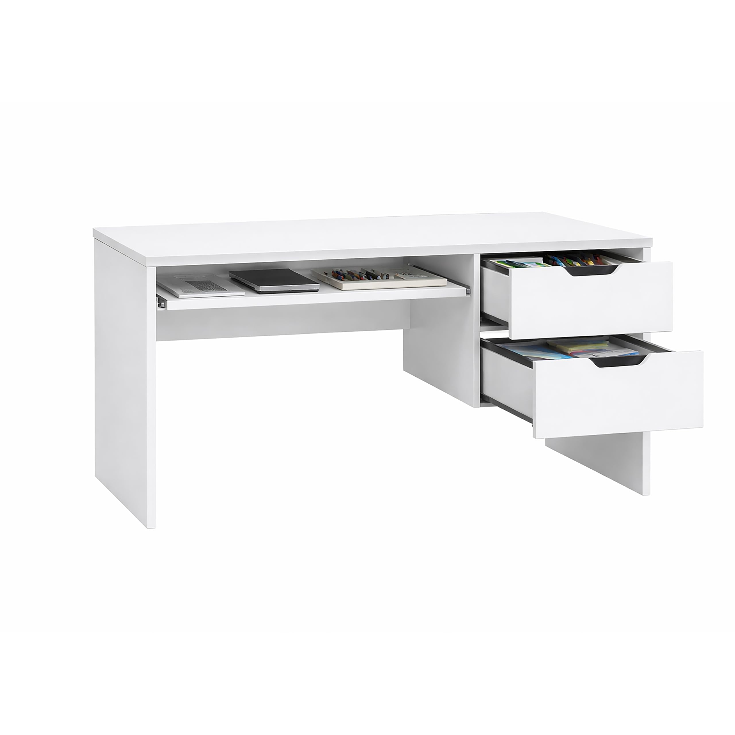 Kidsaw Modern Home Office Desk with Storage Drawers, White