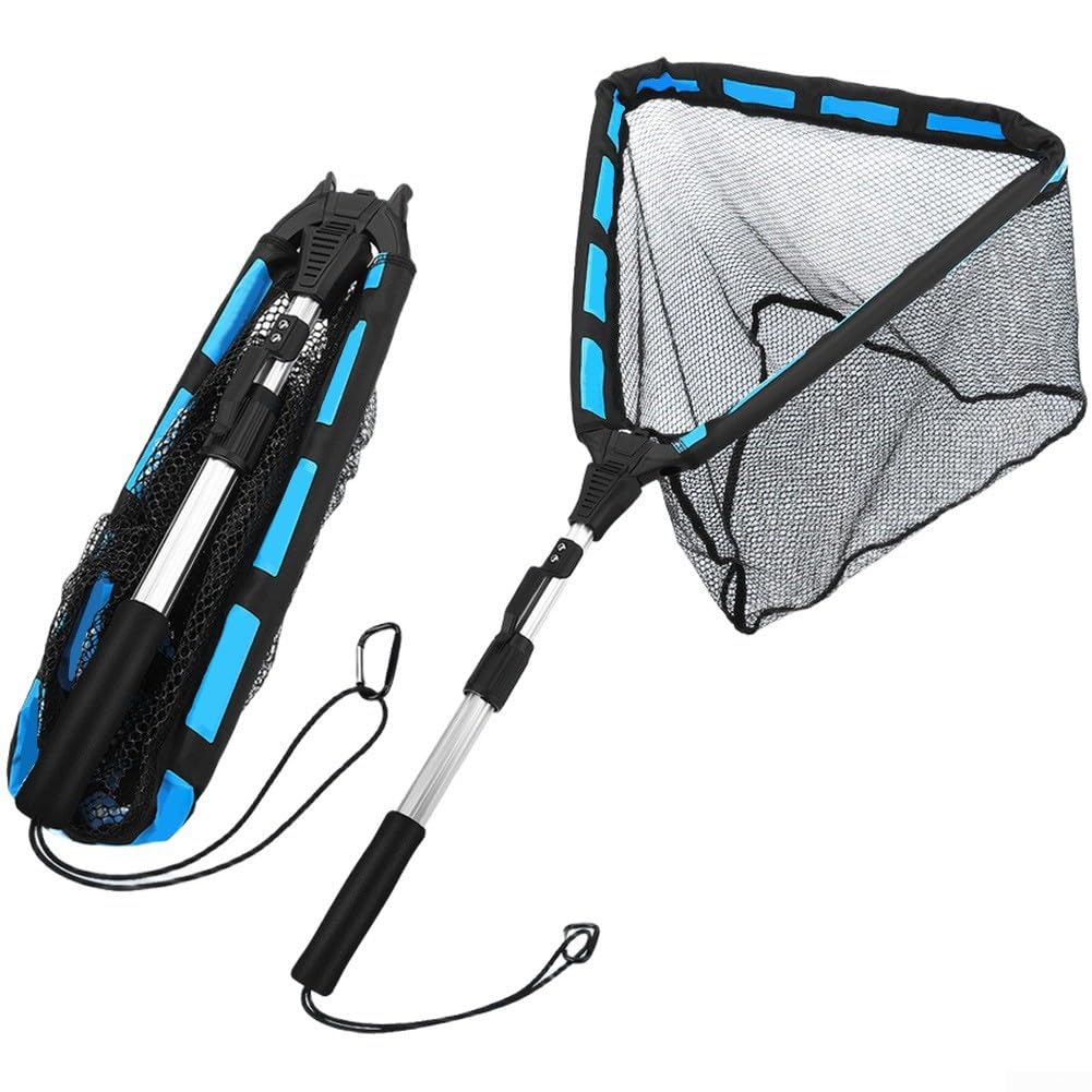 Fly Fishing Landing Net Foldable Soft Mesh Trout Net Aluminium Handle Floating Design for kayak Boat 92cm(Regular version)